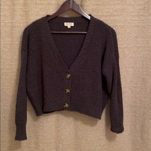 Grey knit cardigan sweater
